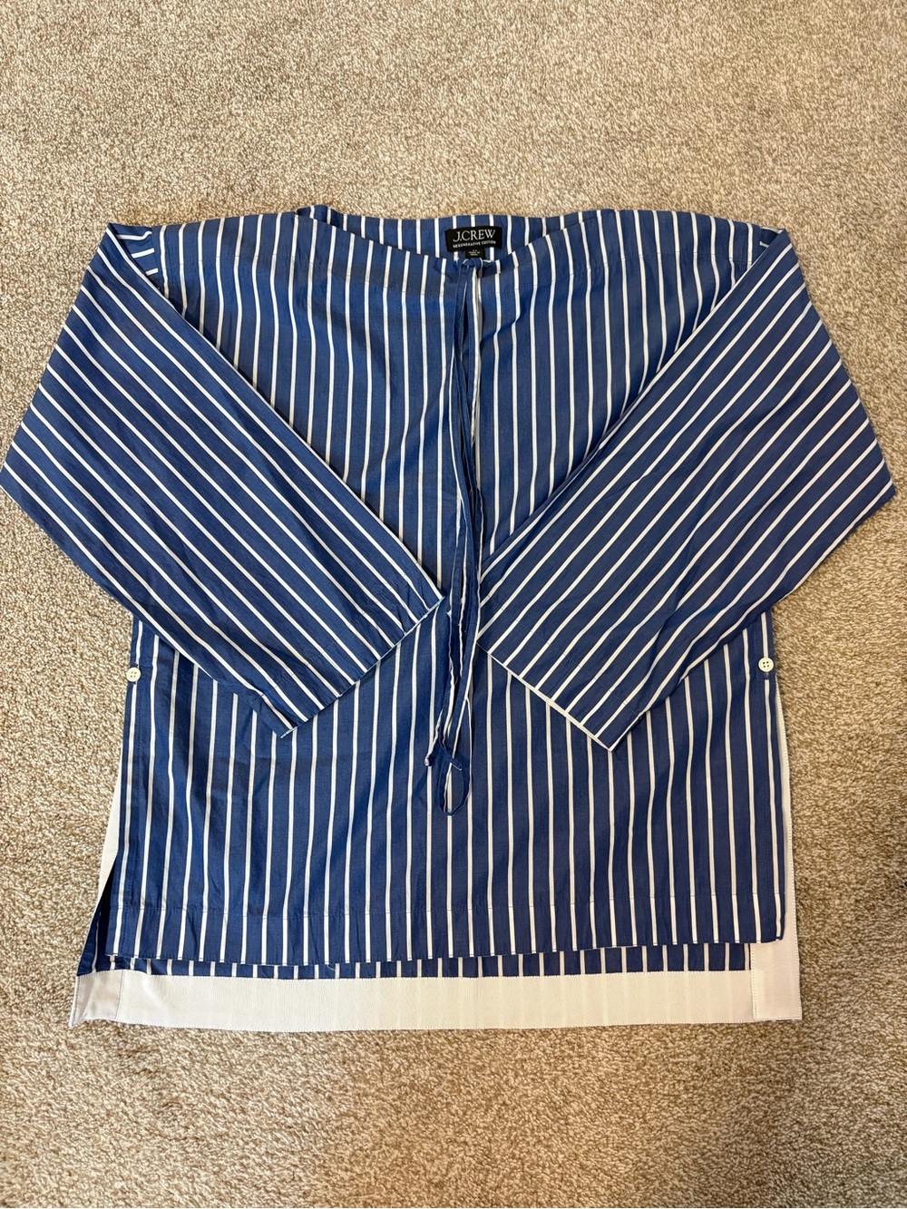 JCREW STRIPED TIE WAIST BOXY BLOUSE WOMENS XS